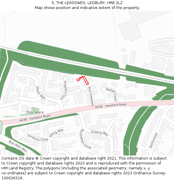 5, THE LEASOWES, LEDBURY, HR8 2LZ: Location map and indicative extent of plot