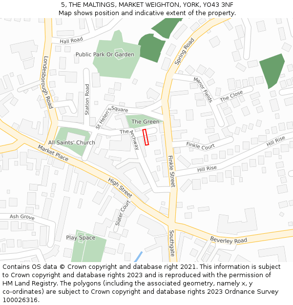 5, THE MALTINGS, MARKET WEIGHTON, YORK, YO43 3NF: Location map and indicative extent of plot
