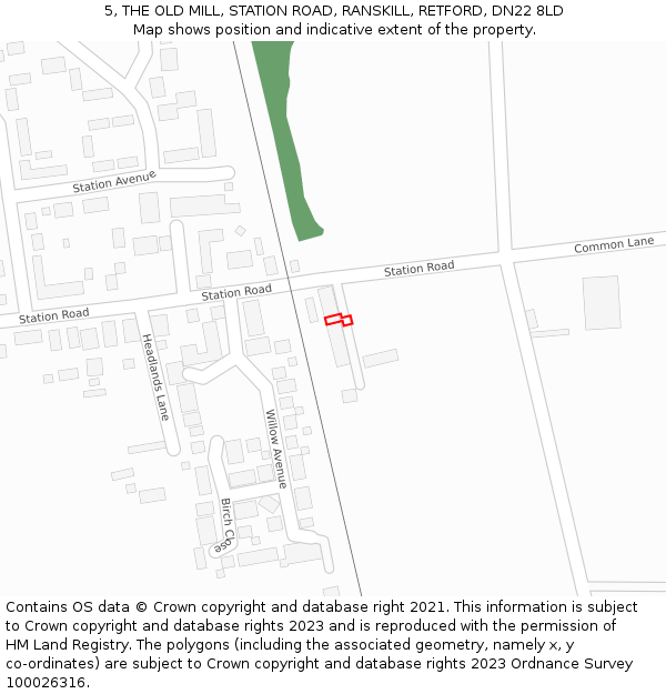 5, THE OLD MILL, STATION ROAD, RANSKILL, RETFORD, DN22 8LD: Location map and indicative extent of plot