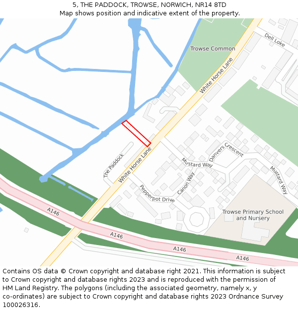5, THE PADDOCK, TROWSE, NORWICH, NR14 8TD: Location map and indicative extent of plot