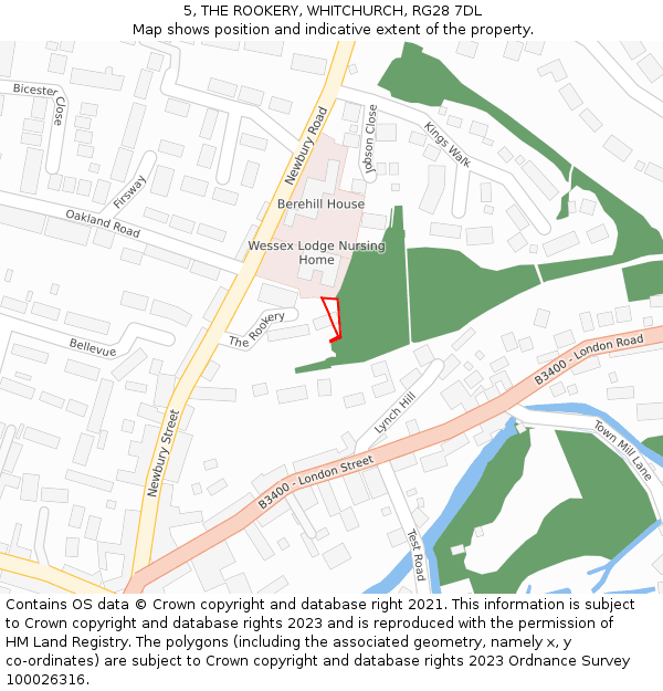5, THE ROOKERY, WHITCHURCH, RG28 7DL: Location map and indicative extent of plot