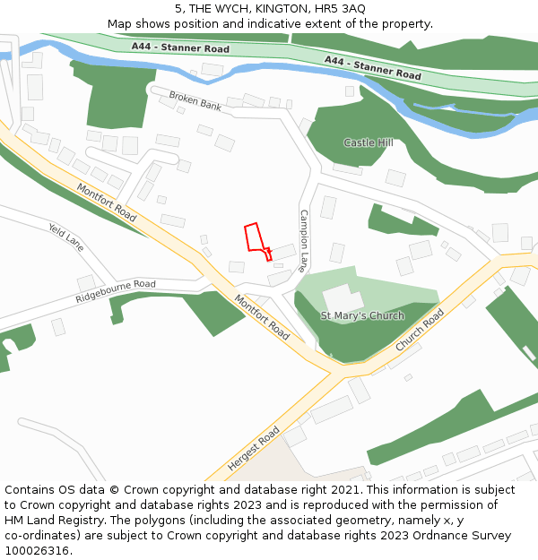 5, THE WYCH, KINGTON, HR5 3AQ: Location map and indicative extent of plot