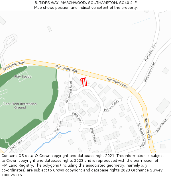 5, TIDES WAY, MARCHWOOD, SOUTHAMPTON, SO40 4LE: Location map and indicative extent of plot