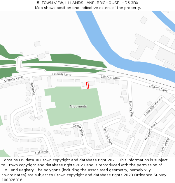 5, TOWN VIEW, LILLANDS LANE, BRIGHOUSE, HD6 3BX: Location map and indicative extent of plot