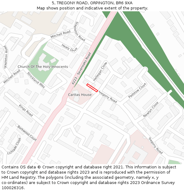 5, TREGONY ROAD, ORPINGTON, BR6 9XA: Location map and indicative extent of plot