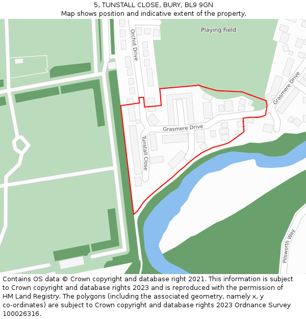 5, TUNSTALL CLOSE, BURY, BL9 9GN: Location map and indicative extent of plot