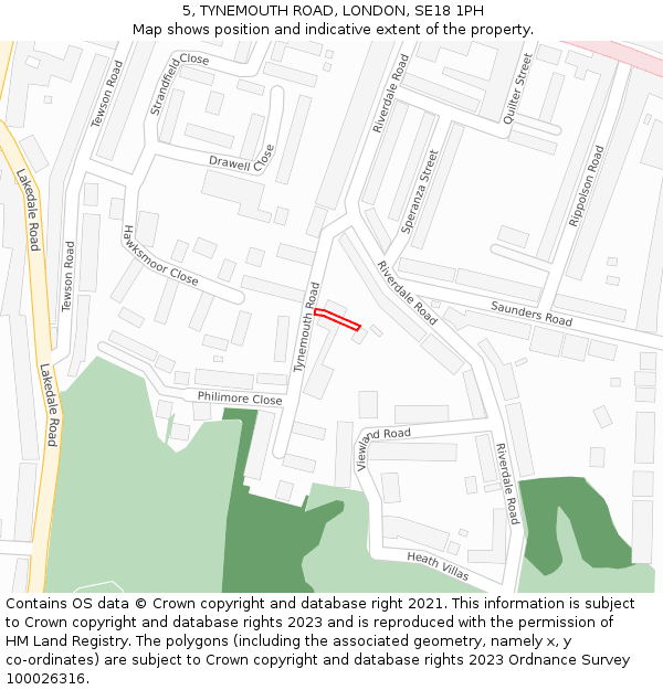 5, TYNEMOUTH ROAD, LONDON, SE18 1PH: Location map and indicative extent of plot