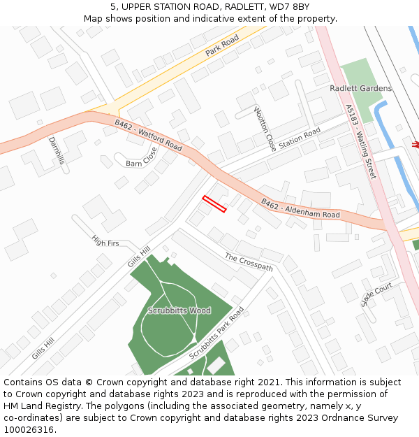 5, UPPER STATION ROAD, RADLETT, WD7 8BY: Location map and indicative extent of plot