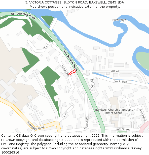 5, VICTORIA COTTAGES, BUXTON ROAD, BAKEWELL, DE45 1DA: Location map and indicative extent of plot