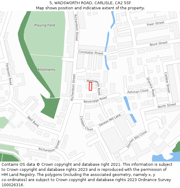 5, WADSWORTH ROAD, CARLISLE, CA2 5SF: Location map and indicative extent of plot