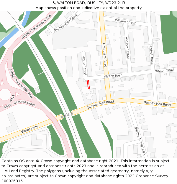 5, WALTON ROAD, BUSHEY, WD23 2HR: Location map and indicative extent of plot