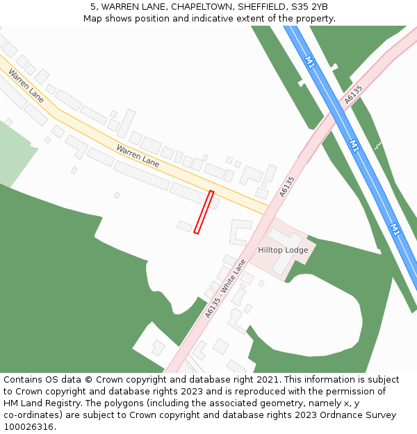 5, WARREN LANE, CHAPELTOWN, SHEFFIELD, S35 2YB: Location map and indicative extent of plot