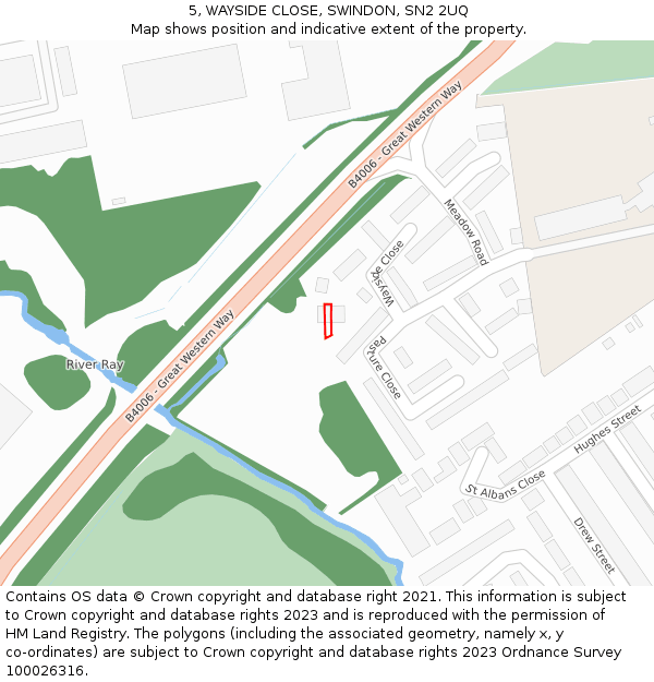 5, WAYSIDE CLOSE, SWINDON, SN2 2UQ: Location map and indicative extent of plot