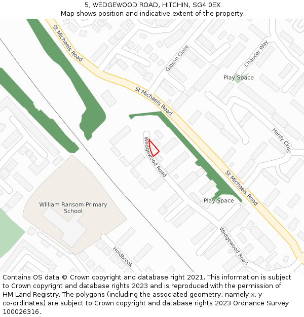 5, WEDGEWOOD ROAD, HITCHIN, SG4 0EX: Location map and indicative extent of plot