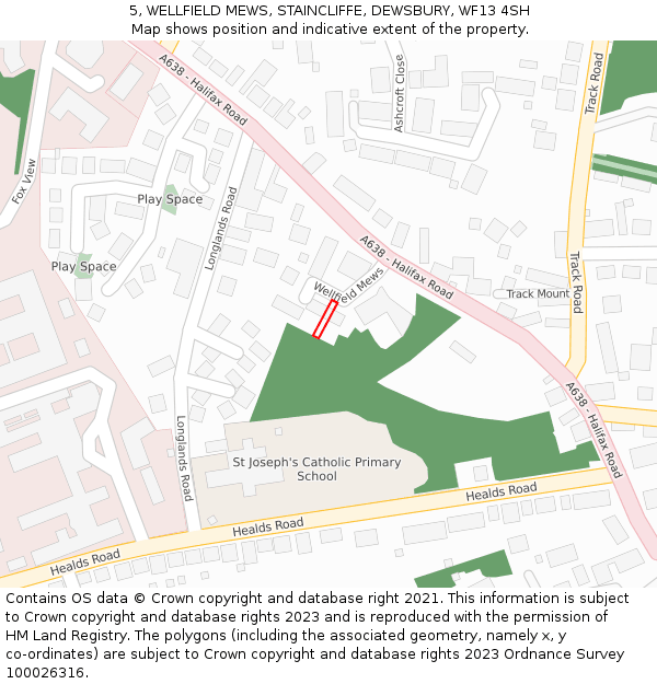 5, WELLFIELD MEWS, STAINCLIFFE, DEWSBURY, WF13 4SH: Location map and indicative extent of plot