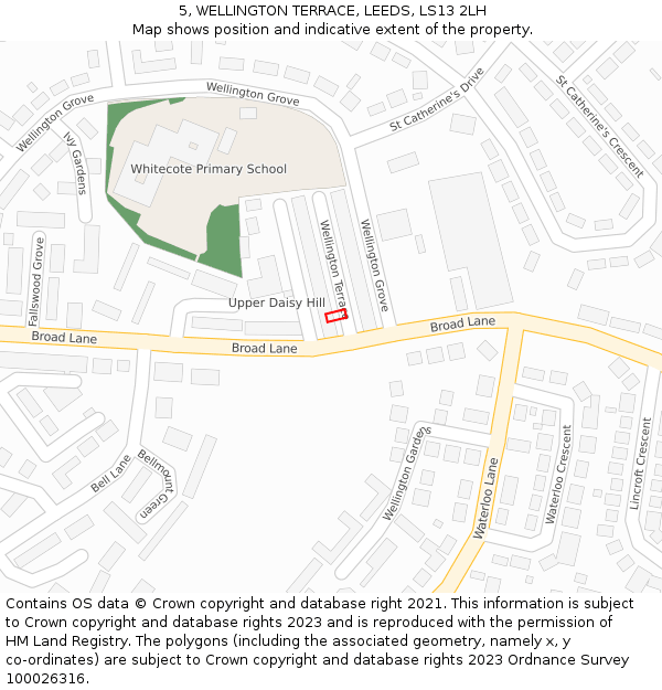 5, WELLINGTON TERRACE, LEEDS, LS13 2LH: Location map and indicative extent of plot