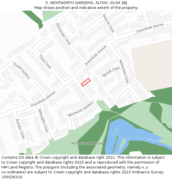 5, WENTWORTH GARDENS, ALTON, GU34 2BJ: Location map and indicative extent of plot