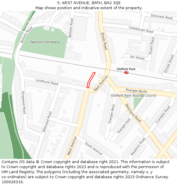 5, WEST AVENUE, BATH, BA2 3QE: Location map and indicative extent of plot