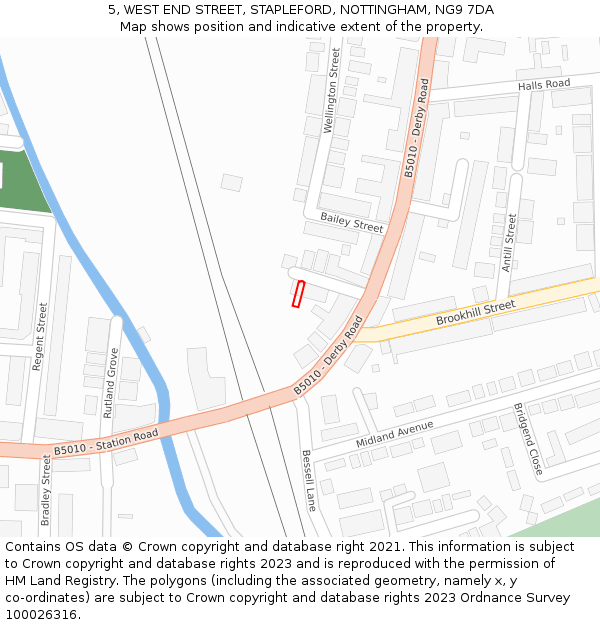 5, WEST END STREET, STAPLEFORD, NOTTINGHAM, NG9 7DA: Location map and indicative extent of plot