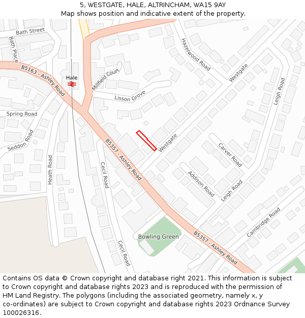 5, WESTGATE, HALE, ALTRINCHAM, WA15 9AY: Location map and indicative extent of plot
