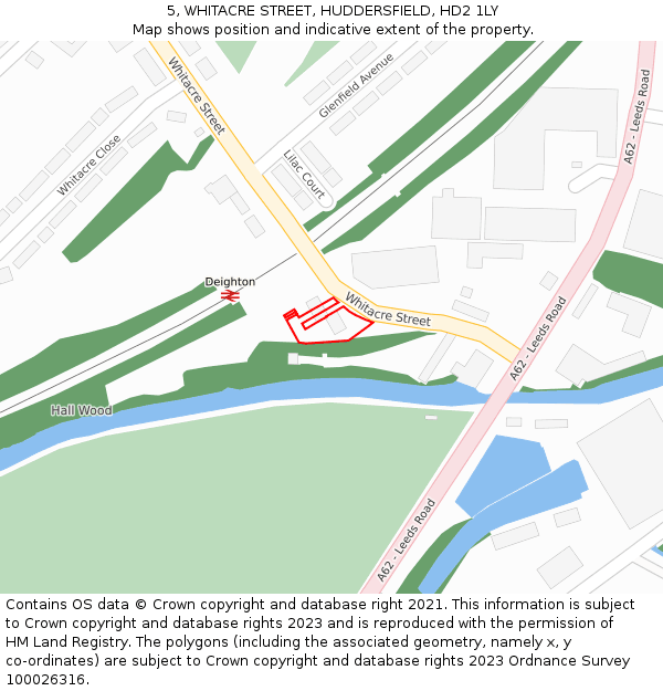 5, WHITACRE STREET, HUDDERSFIELD, HD2 1LY: Location map and indicative extent of plot