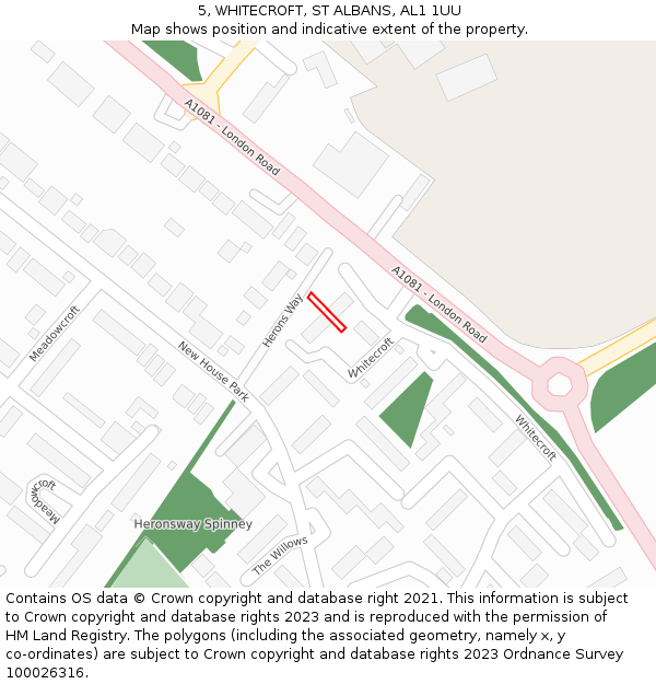 5, WHITECROFT, ST ALBANS, AL1 1UU: Location map and indicative extent of plot