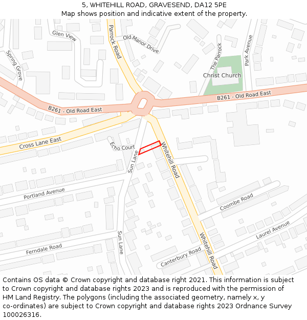5, WHITEHILL ROAD, GRAVESEND, DA12 5PE: Location map and indicative extent of plot