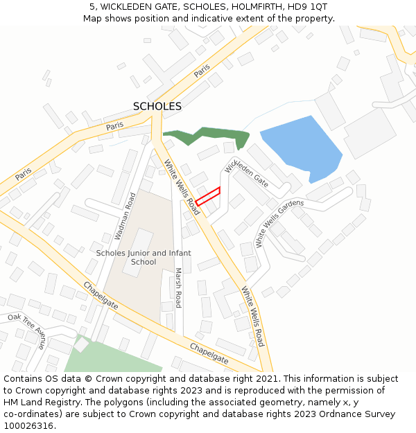 5, WICKLEDEN GATE, SCHOLES, HOLMFIRTH, HD9 1QT: Location map and indicative extent of plot