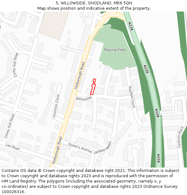 5, WILLOWSIDE, SNODLAND, ME6 5QN: Location map and indicative extent of plot