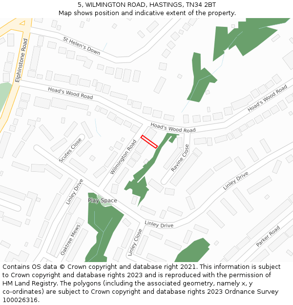 5, WILMINGTON ROAD, HASTINGS, TN34 2BT: Location map and indicative extent of plot
