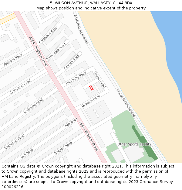 5, WILSON AVENUE, WALLASEY, CH44 8BX: Location map and indicative extent of plot