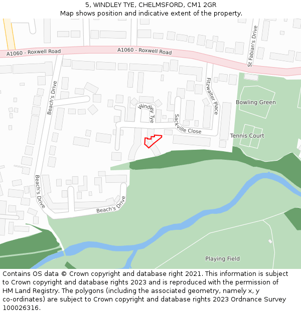 5, WINDLEY TYE, CHELMSFORD, CM1 2GR: Location map and indicative extent of plot