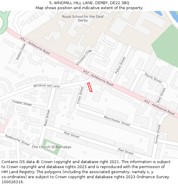 5, WINDMILL HILL LANE, DERBY, DE22 3BQ: Location map and indicative extent of plot