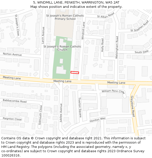 5, WINDMILL LANE, PENKETH, WARRINGTON, WA5 2AT: Location map and indicative extent of plot