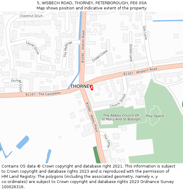 5, WISBECH ROAD, THORNEY, PETERBOROUGH, PE6 0SA: Location map and indicative extent of plot
