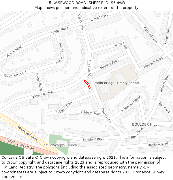 5, WISEWOOD ROAD, SHEFFIELD, S6 4WB: Location map and indicative extent of plot