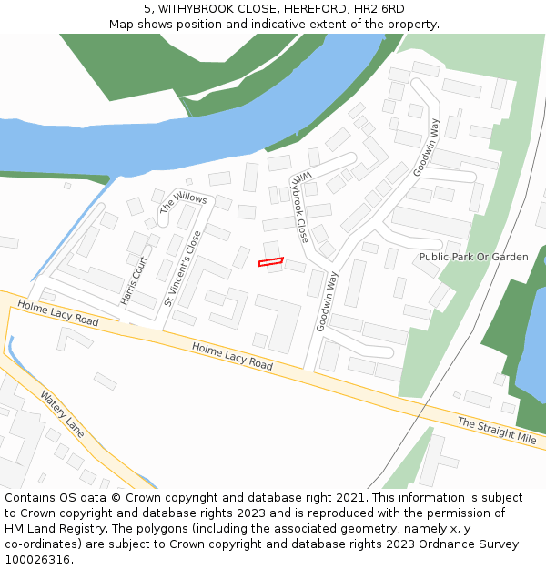 5, WITHYBROOK CLOSE, HEREFORD, HR2 6RD: Location map and indicative extent of plot