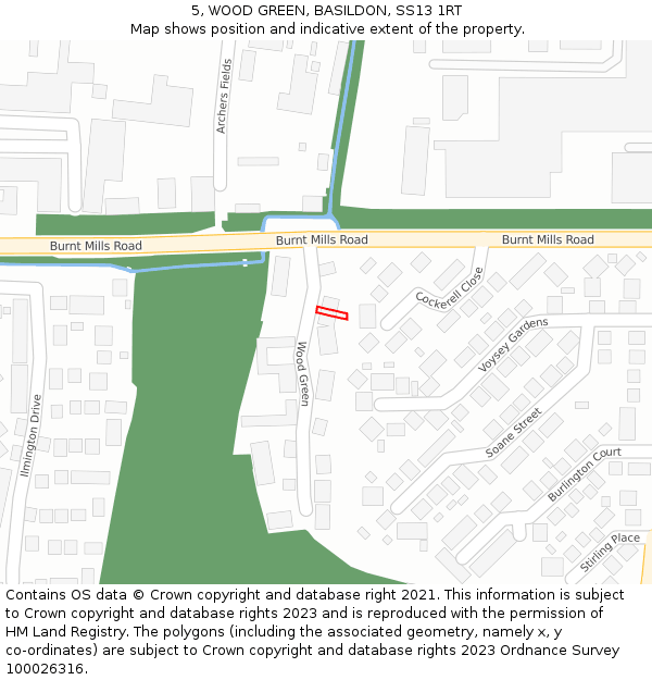 5, WOOD GREEN, BASILDON, SS13 1RT: Location map and indicative extent of plot