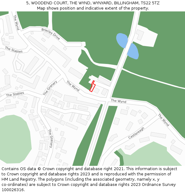 5, WOODEND COURT, THE WYND, WYNYARD, BILLINGHAM, TS22 5TZ: Location map and indicative extent of plot