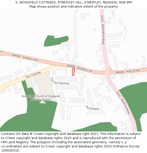 5, WOODFIELD COTTAGES, STREATLEY HILL, STREATLEY, READING, RG8 9PP: Location map and indicative extent of plot