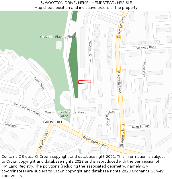 5, WOOTTON DRIVE, HEMEL HEMPSTEAD, HP2 6LB: Location map and indicative extent of plot