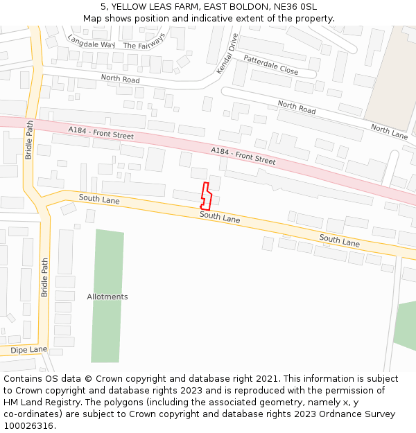 5, YELLOW LEAS FARM, EAST BOLDON, NE36 0SL: Location map and indicative extent of plot