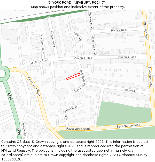 5, YORK ROAD, NEWBURY, RG14 7NJ: Location map and indicative extent of plot
