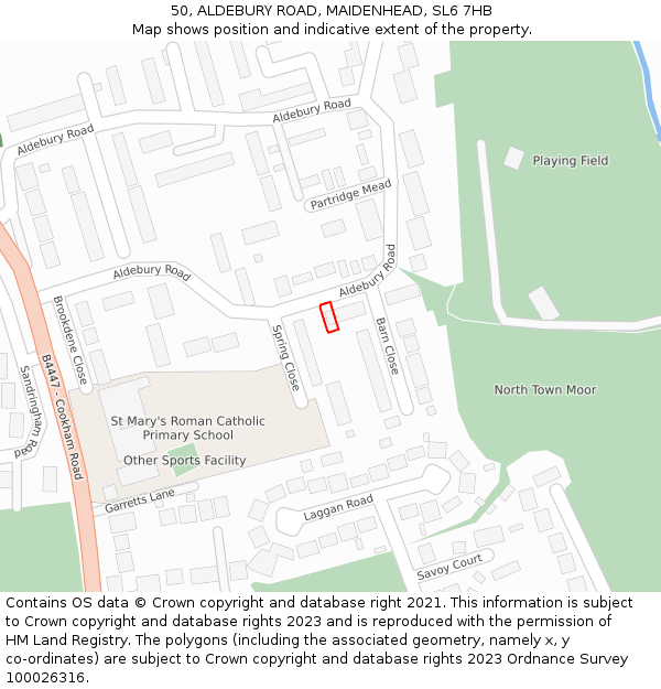 50, ALDEBURY ROAD, MAIDENHEAD, SL6 7HB: Location map and indicative extent of plot