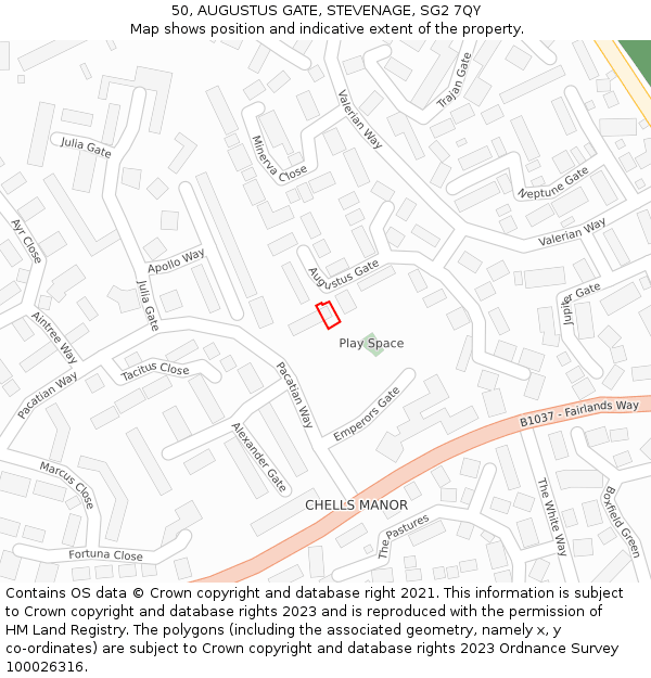 50, AUGUSTUS GATE, STEVENAGE, SG2 7QY: Location map and indicative extent of plot