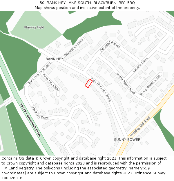 50, BANK HEY LANE SOUTH, BLACKBURN, BB1 5RQ: Location map and indicative extent of plot