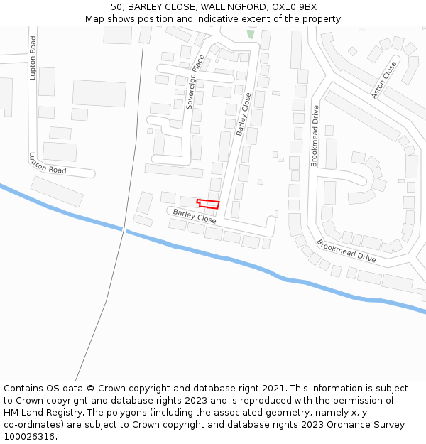 50, BARLEY CLOSE, WALLINGFORD, OX10 9BX: Location map and indicative extent of plot