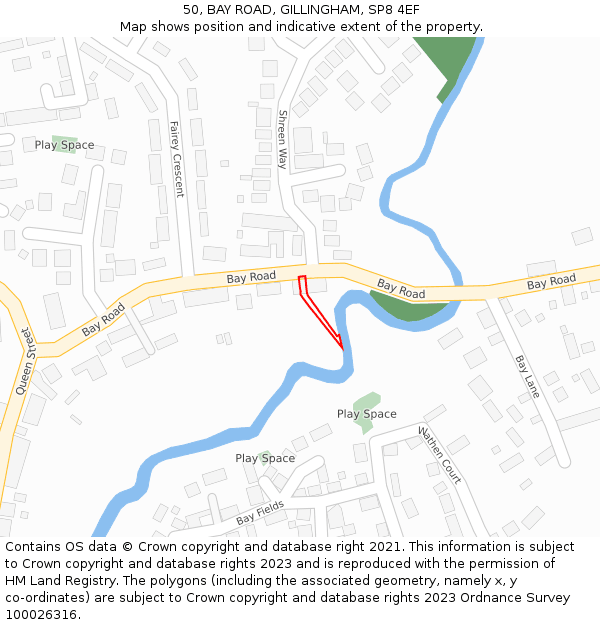 50, BAY ROAD, GILLINGHAM, SP8 4EF: Location map and indicative extent of plot
