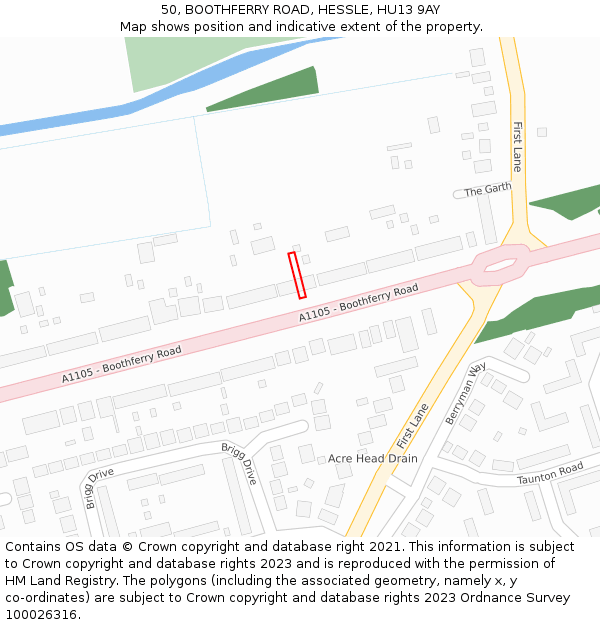 50, BOOTHFERRY ROAD, HESSLE, HU13 9AY: Location map and indicative extent of plot