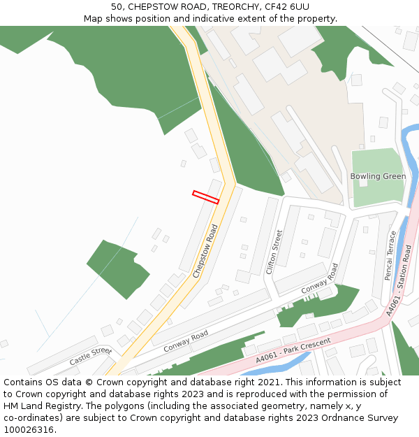 50, CHEPSTOW ROAD, TREORCHY, CF42 6UU: Location map and indicative extent of plot